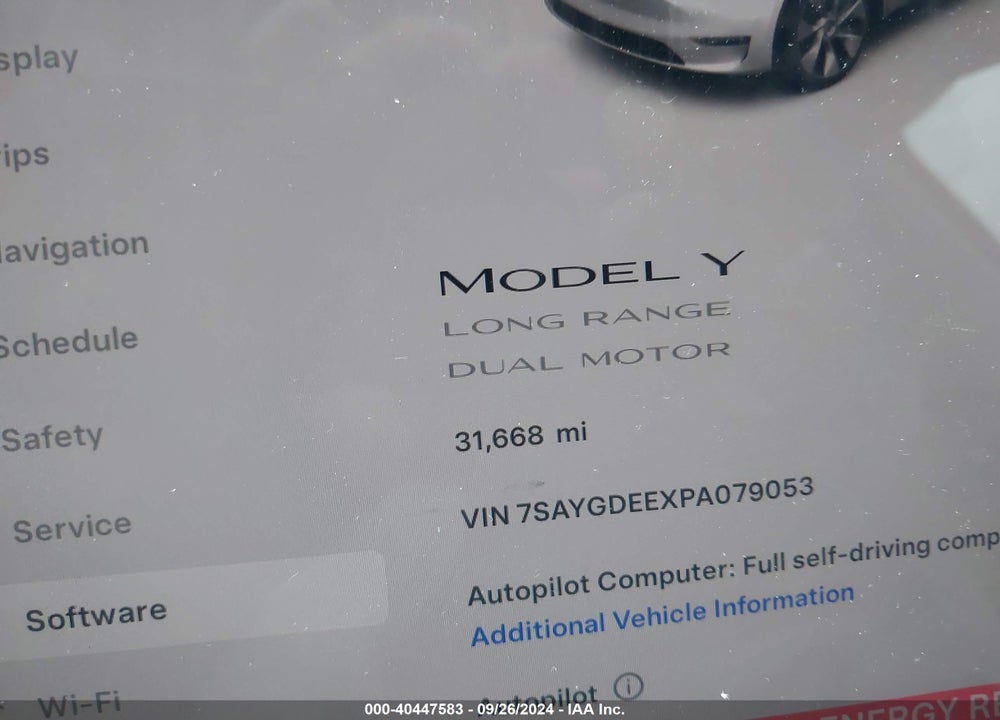 2023 TESLA MODEL Y AWD/LONG RANGE DUAL MOTOR ALL-WHEEL DRIVE VIN: 7SAYGDEEXPA079053