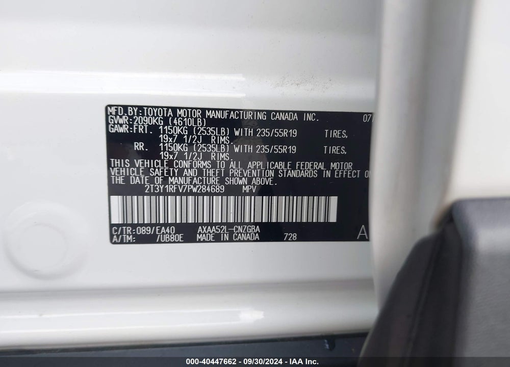 2023 TOYOTA RAV4 LIMITED VIN: 2T3Y1RFV7PW284689