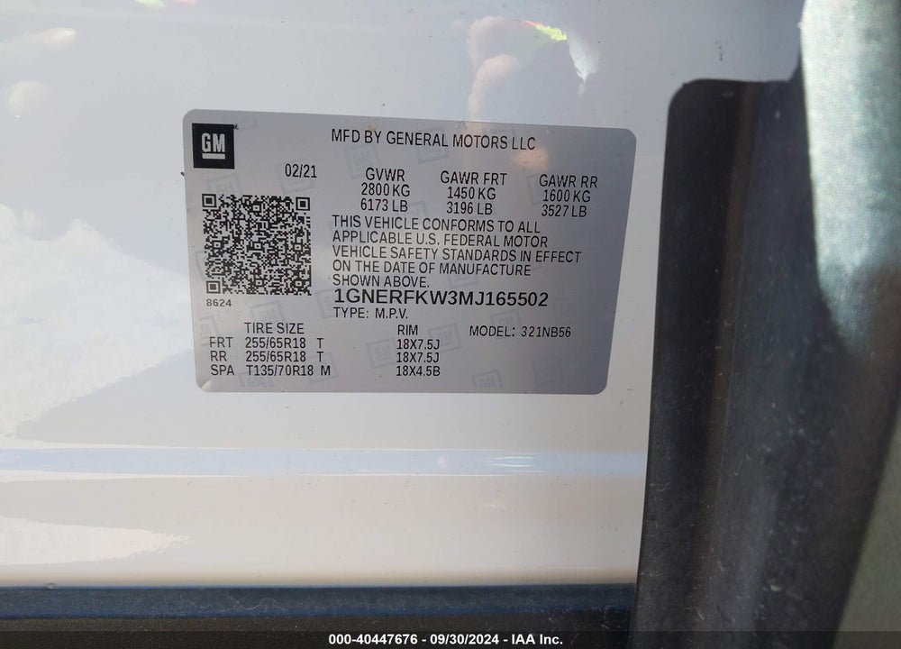 2021 CHEVROLET TRAVERSE LS VIN: 1GNERFKW3MJ165502