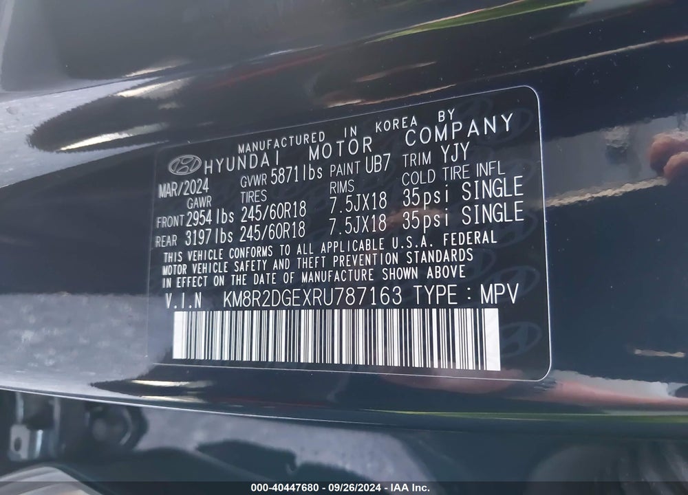 2024 HYUNDAI PALISADE SEL VIN: KM8R2DGEXRU787163