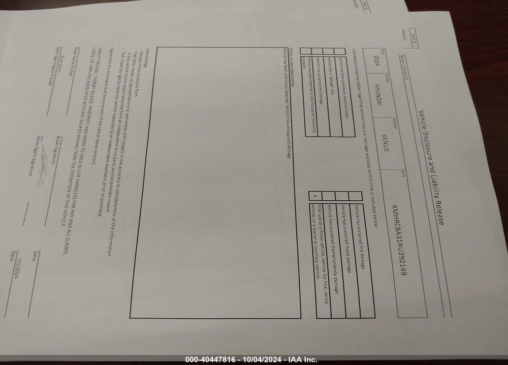 2024 HYUNDAI VENUE SEL VIN: KMHRC8A31RU292149