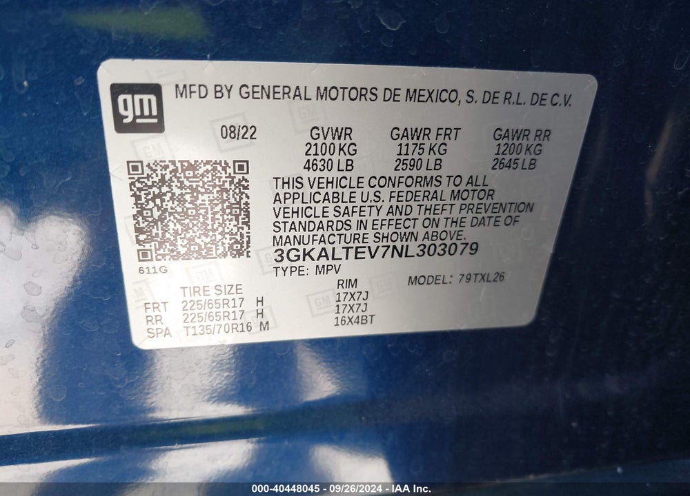 2022 GMC TERRAIN AWD SLE VIN: 3GKALTEV7NL303079