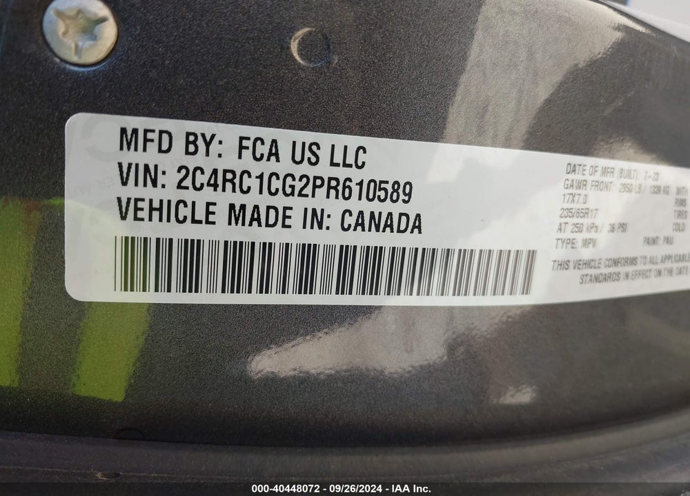 2023 CHRYSLER VOYAGER LX VIN: 2C4RC1CG2PR610589