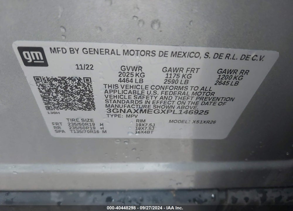 2023 CHEVROLET EQUINOX FWD RS VIN: 3GNAXMEGXPL146925