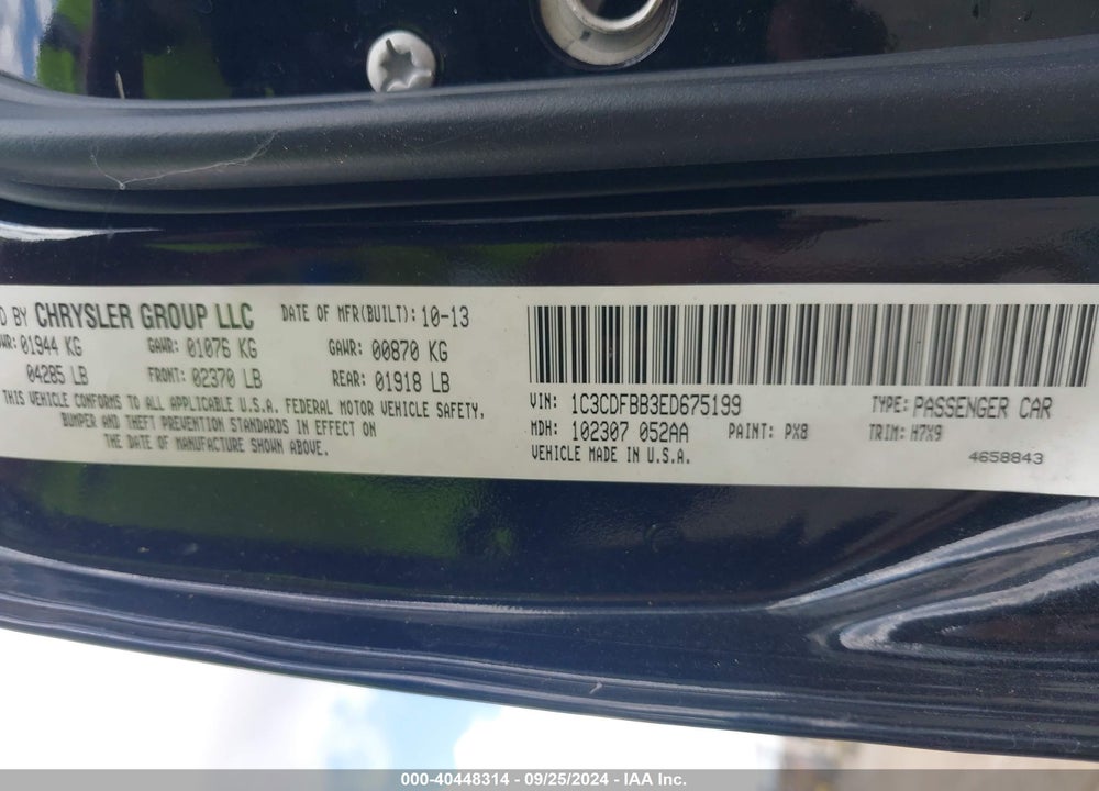 2014 DODGE DART SXT VIN: 1C3CDFBB3ED675199