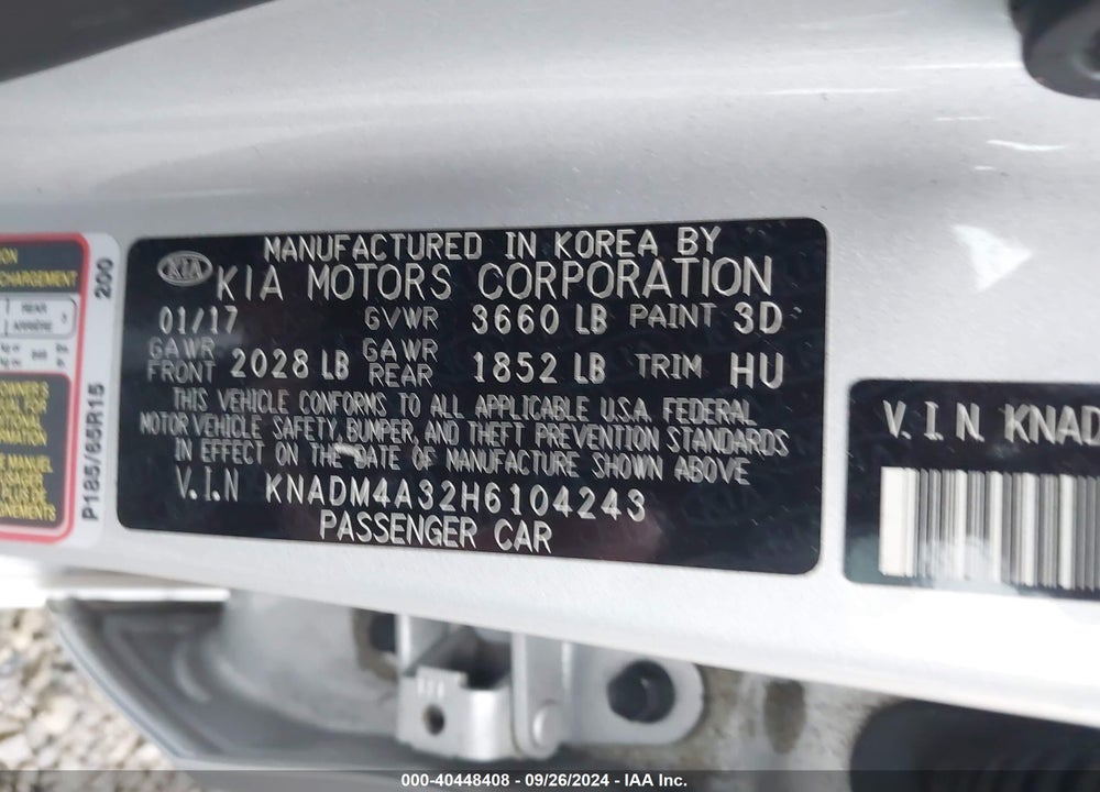 2017 KIA RIO LX VIN: KNADM4A32H6104243