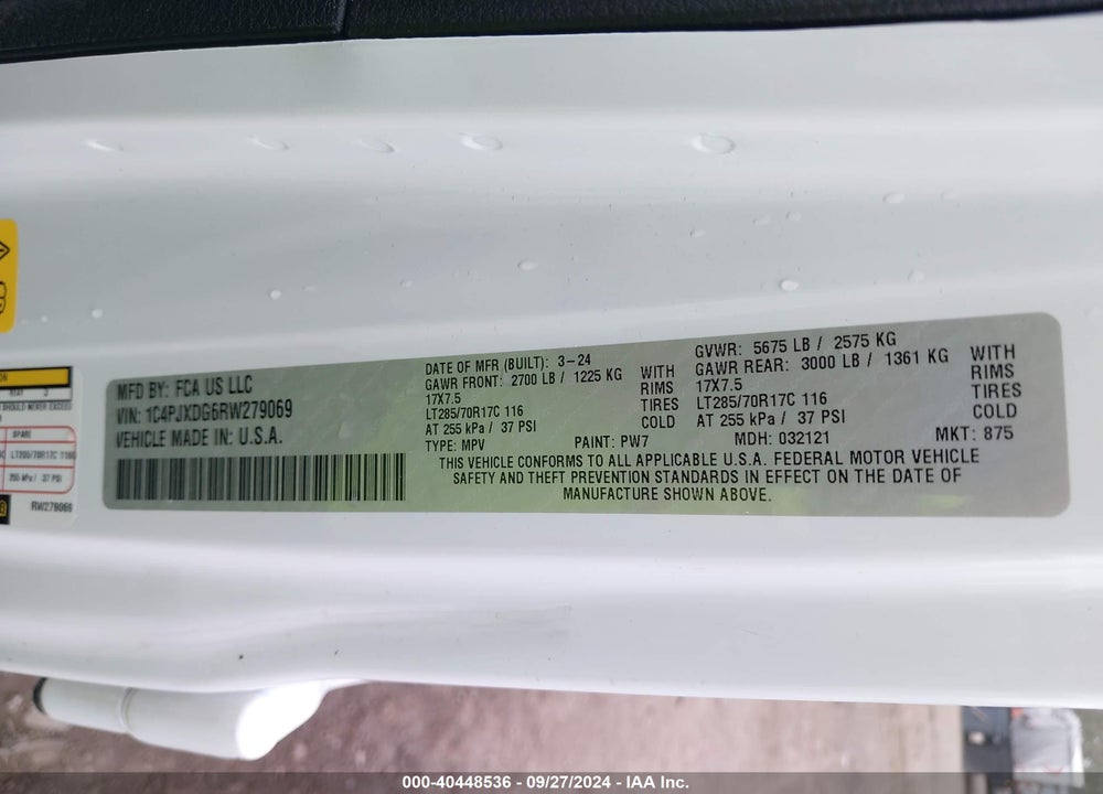 2024 JEEP WRANGLER / VIN: 1C4PJXDG6RW279069