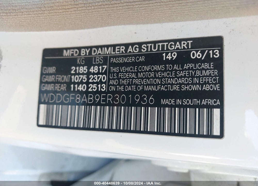 2014 MERCEDES-BENZ C 300 LUXURY 4MATIC/SPORT 4MATIC VIN: WDDGF8AB9ER301936