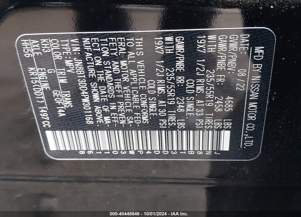 2023 NISSAN ROGUE PLATINUM INTELLIGENT AWD VIN: JN8BT3DD4PW301168