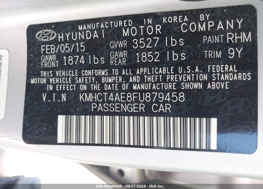 2015 HYUNDAI ACCENT GLS VIN: KMHCT4AE8FU879458