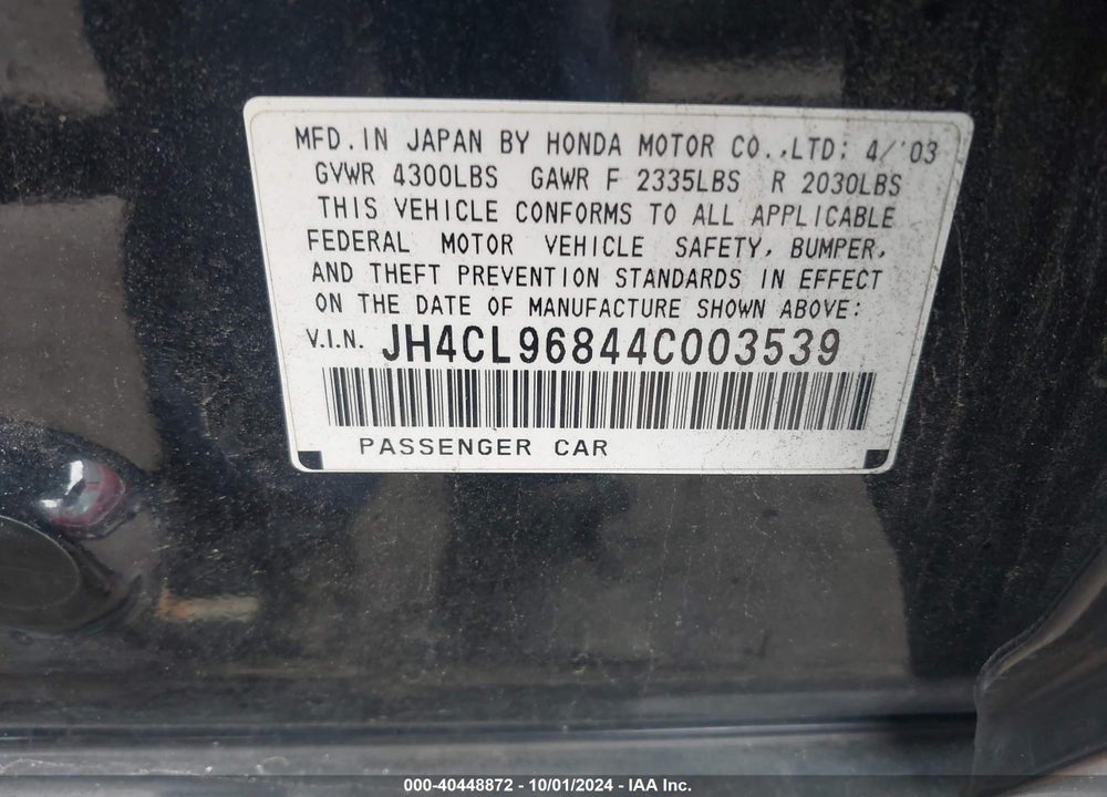 2004 ACURA TSX VIN: JH4CL96844C003539