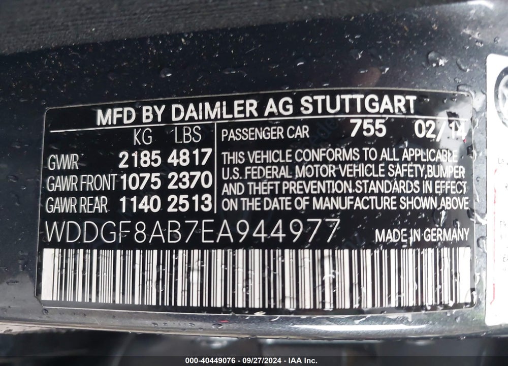 2014 MERCEDES-BENZ C 300 LUXURY 4MATIC/SPORT 4MATIC VIN: WDDGF8AB7EA944977