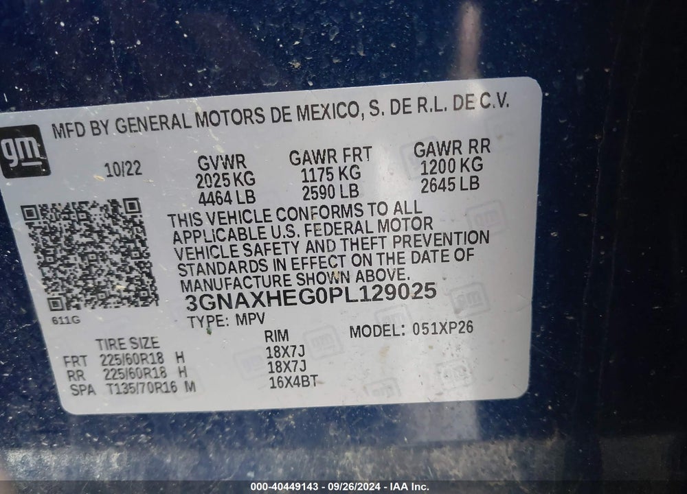 2023 CHEVROLET EQUINOX FWD LS VIN: 3GNAXHEG0PL129025