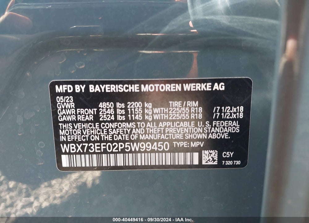 2023 BMW X1 XDRIVE28I VIN: WBX73EF02P5W99450
