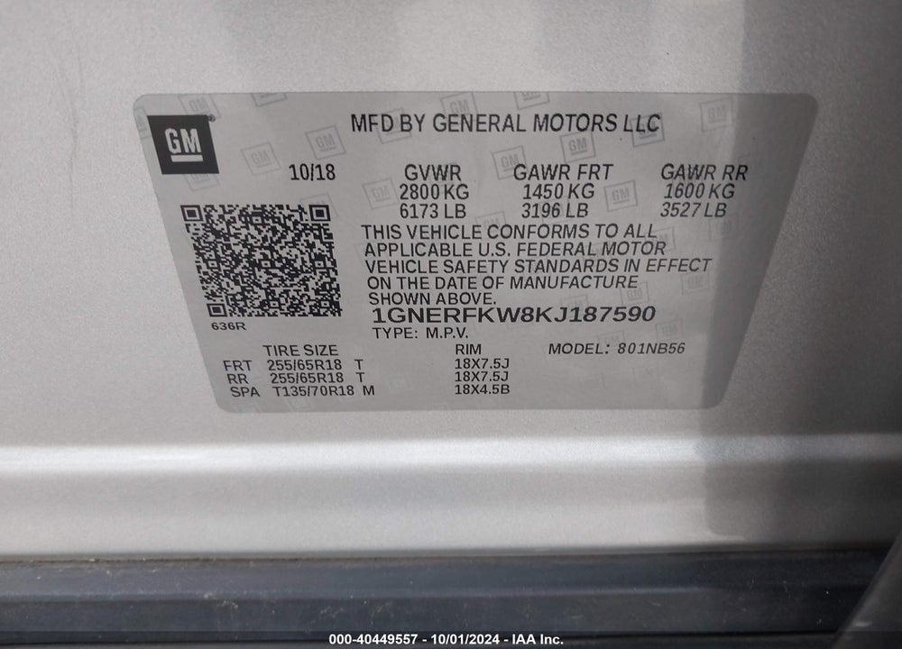2019 CHEVROLET TRAVERSE LS VIN: 1GNERFKW8KJ187590