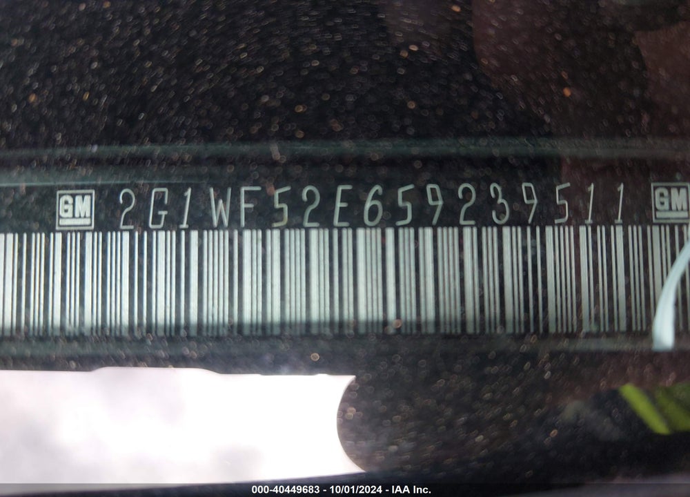 2005 CHEVROLET IMPALA VIN: 2G1WF52E659239511