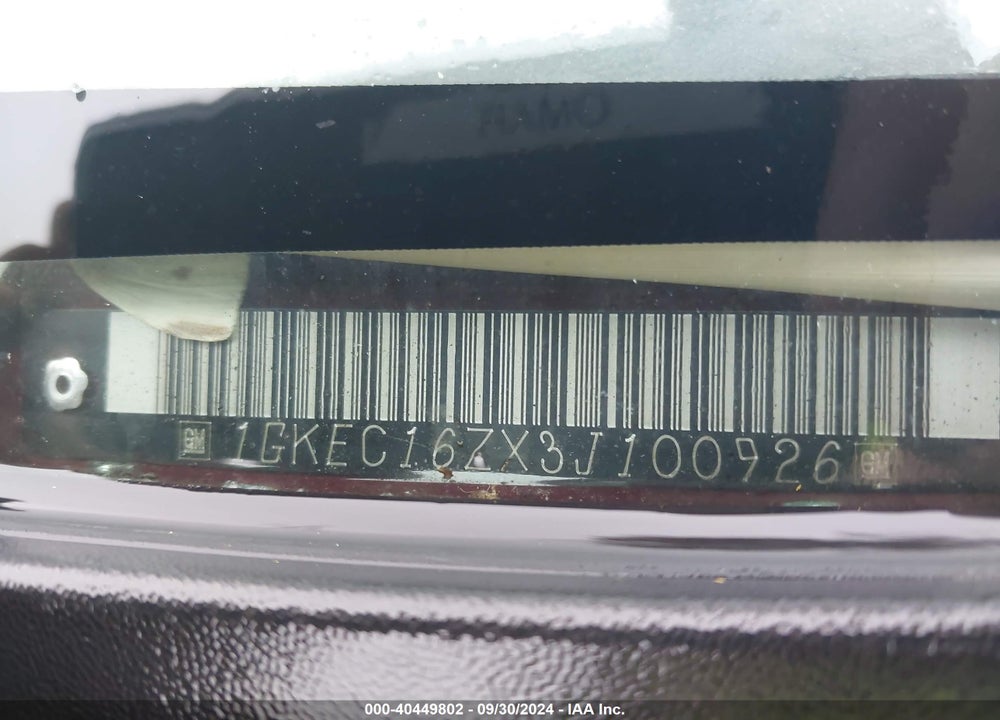 2003 GMC YUKON XL 1500 SLT VIN: 1GKEC16ZX3J100926