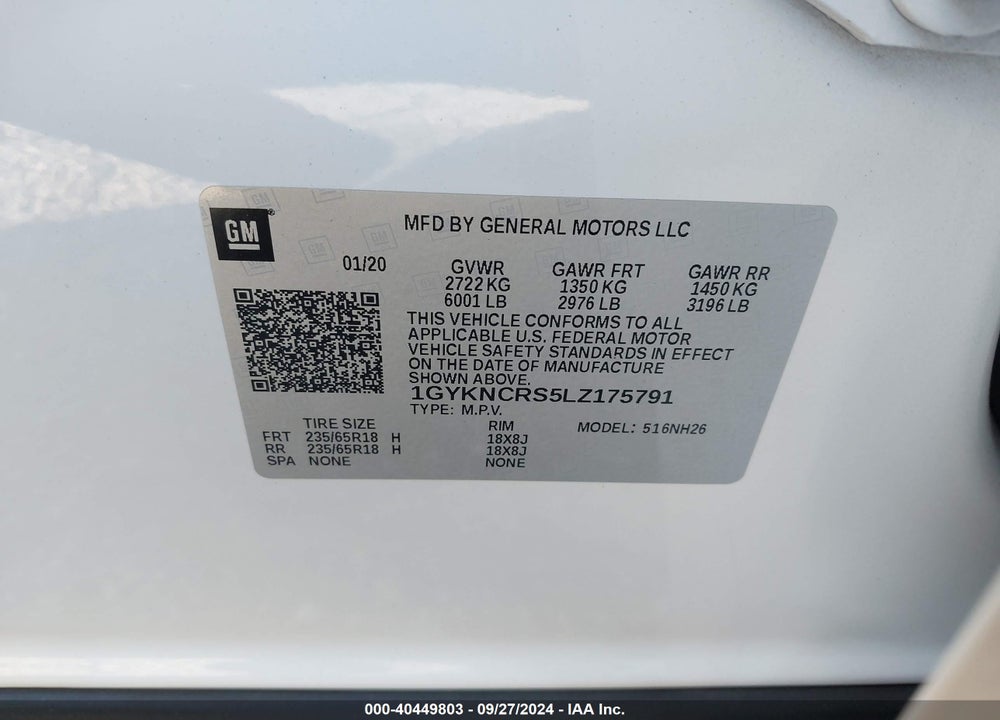 2020 CADILLAC XT5 FWD PREMIUM LUXURY VIN: 1GYKNCRS5LZ175791