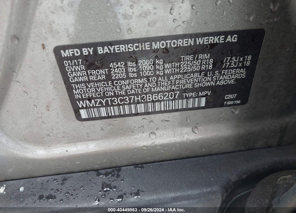 2017 MINI COUNTRYMAN COOPER S VIN: WMZYT3C37H3B66207