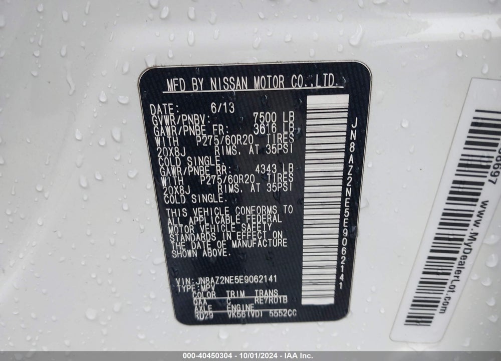 2014 INFINITI QX80 VIN: JN8AZ2NE5E9062141