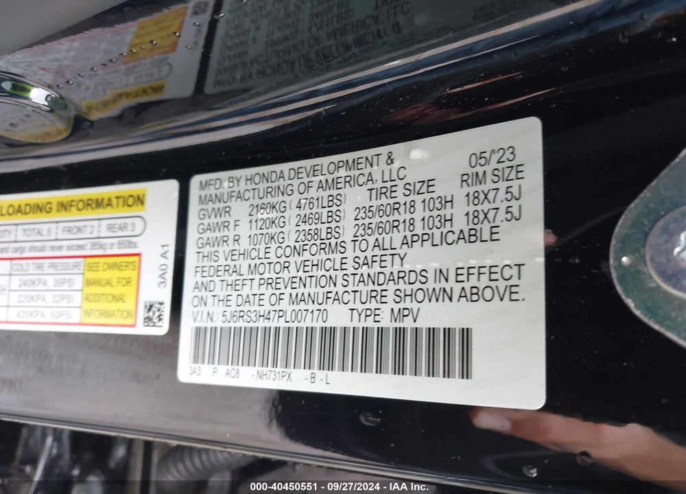 2023 HONDA CR-V EX 2WD VIN: 5J6RS3H47PL007170