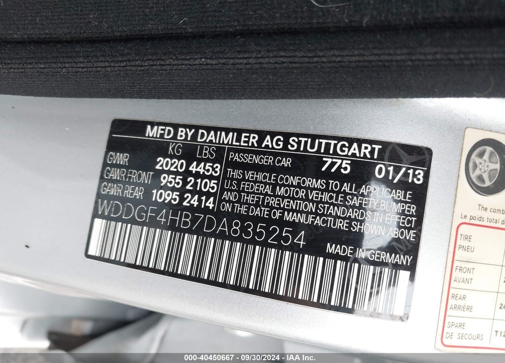 2013 MERCEDES-BENZ C 250 LUXURY/SPORT VIN: WDDGF4HB7DA835254