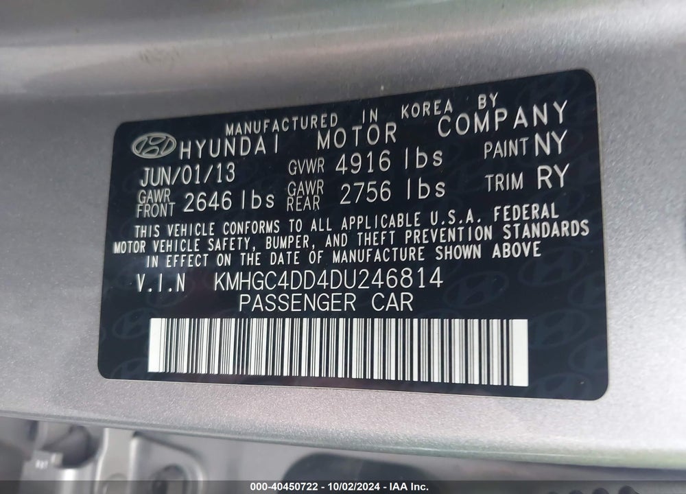 2013 HYUNDAI GENESIS 3.8 VIN: KMHGC4DD4DU246814