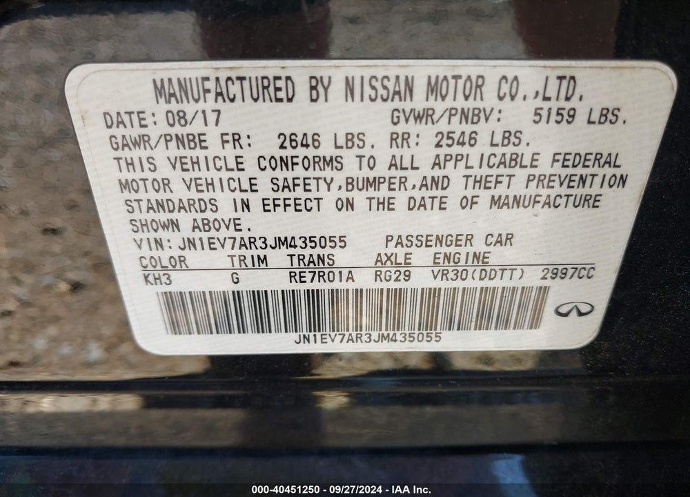 2018 INFINITI Q50 3.0T LUXE VIN: JN1EV7AR3JM435055
