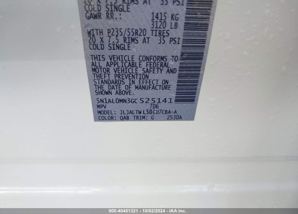 2016 INFINITI QX60 VIN: 5N1AL0MN3GC525141