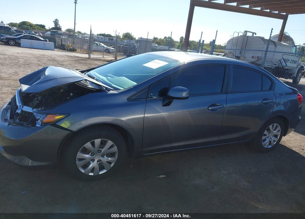 2012 HONDA CIVIC LX VIN: 19XFB2F52CE309645