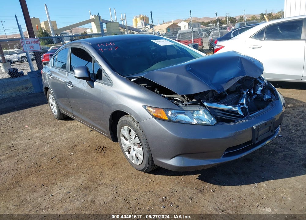 2012 HONDA CIVIC LX VIN: 19XFB2F52CE309645