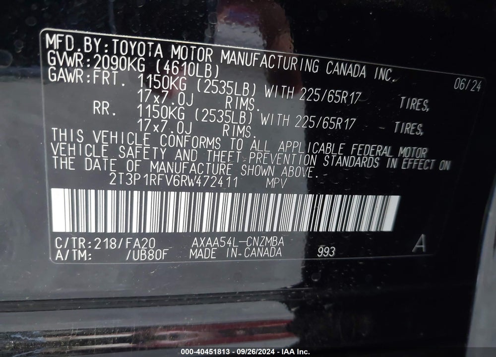 2024 TOYOTA RAV4 XLE VIN: 2T3P1RFV6RW472411