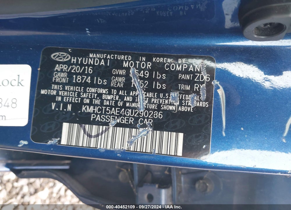 2016 HYUNDAI ACCENT SE VIN: KMHCT5AE4GU290236