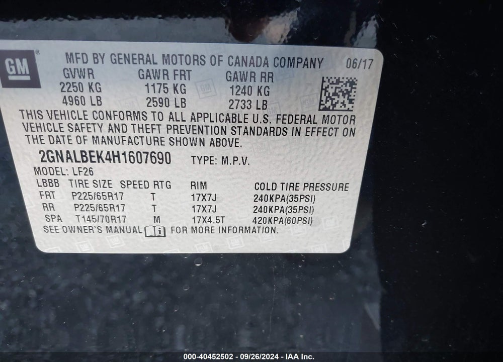 2017 CHEVROLET EQUINOX LS VIN: 2GNALBEK4H1607690