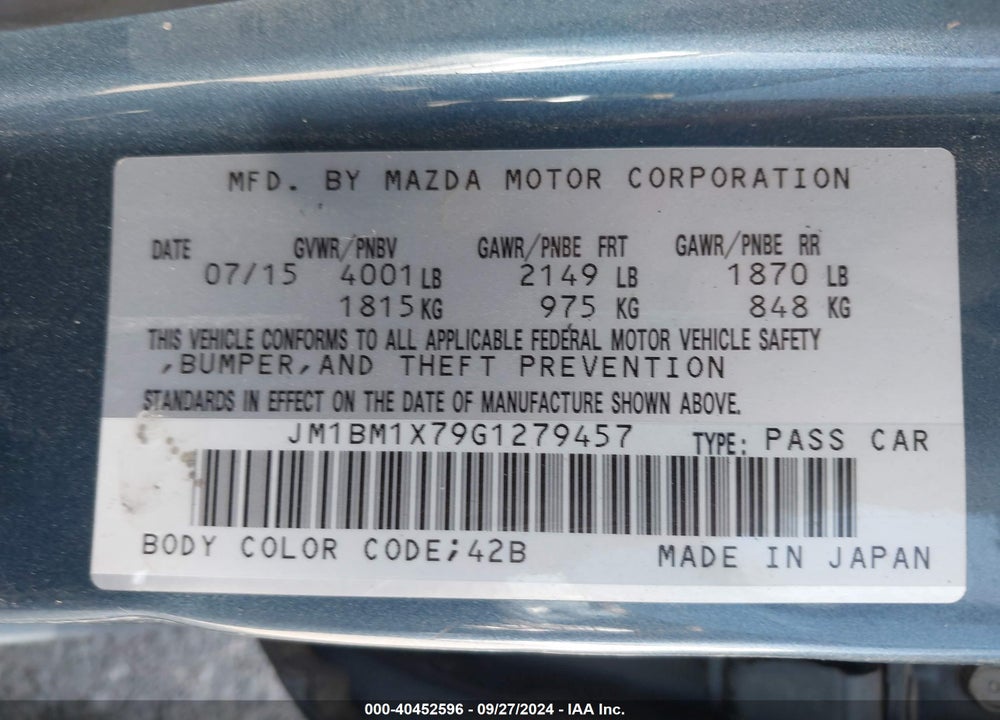 2016 MAZDA 3 I GRAND TOURING VIN: JM1BM1X79G1279457