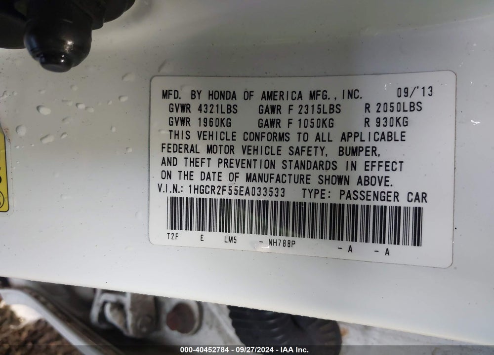 2014 HONDA ACCORD SPORT VIN: 1HGCR2F55EA033533