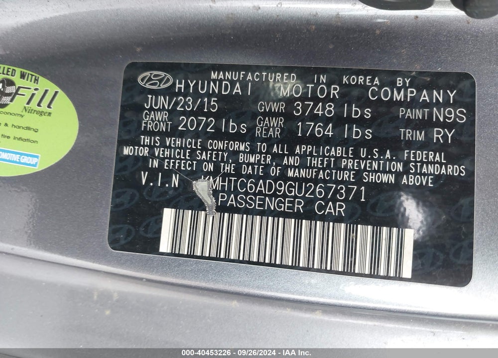 2016 HYUNDAI VELOSTER VIN: KMHTC6AD9GU267371
