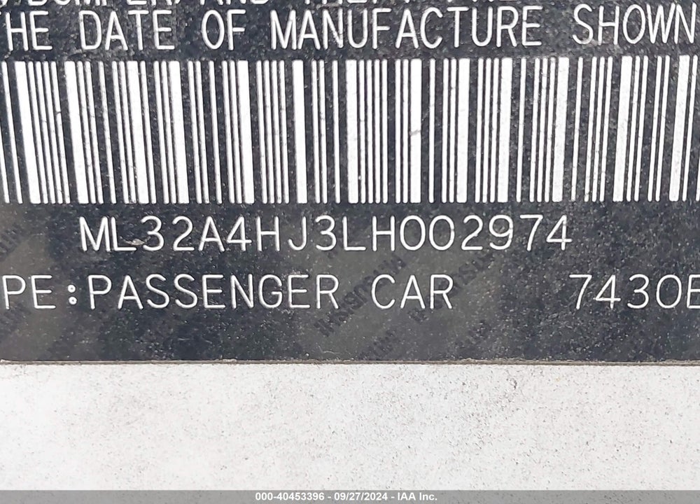 2020 MITSUBISHI MIRAGE SE VIN: ML32A4HJ3LH002974