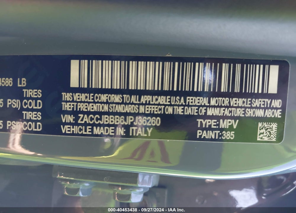 2018 JEEP RENEGADE LATITUDE 4X4 VIN: ZACCJBBB6JPJ36260
