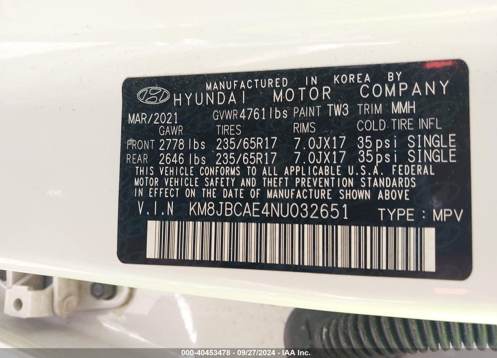2022 HYUNDAI TUCSON SEL VIN: KM8JBCAE4NU032651
