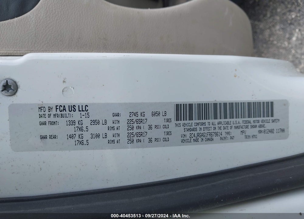 2015 RAM CARGO TRADESMAN VIN: 2C4JRGAG1FR679614