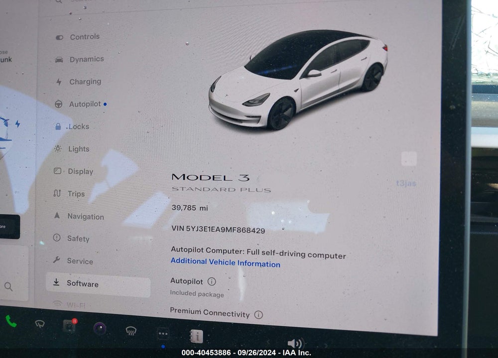 2021 TESLA MODEL 3 STANDARD RANGE PLUS REAR-WHEEL DRIVE VIN: 5YJ3E1EA9MF868429
