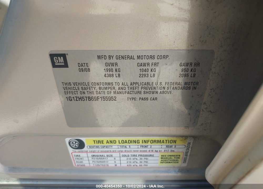 2009 CHEVROLET MALIBU LT VIN: 1G1ZH57B69F155952