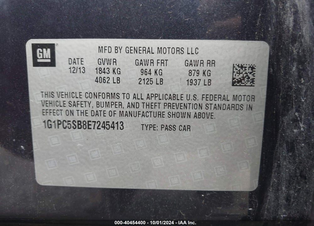 2014 CHEVROLET CRUZE 1LT AUTO VIN: 1G1PC5SB8E7245413