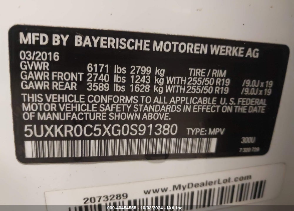 2016 BMW X5 XDRIVE35I VIN: 5UXKR0C5XG0S91380
