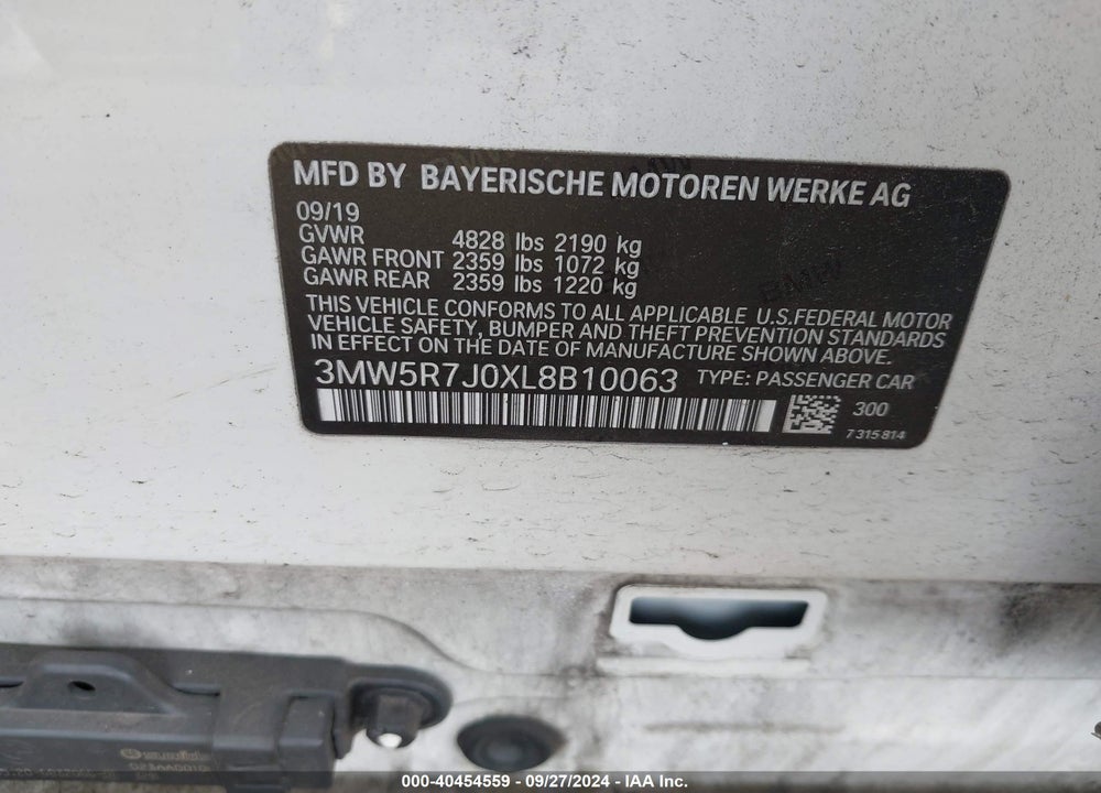 2020 BMW 330I XDRIVE VIN: 3MW5R7J0XL8B10063
