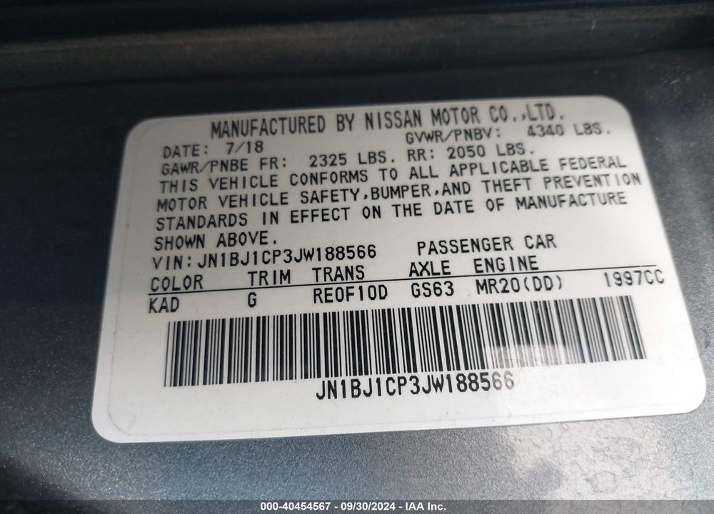 2018 NISSAN ROGUE SPORT SV VIN: JN1BJ1CP3JW188566