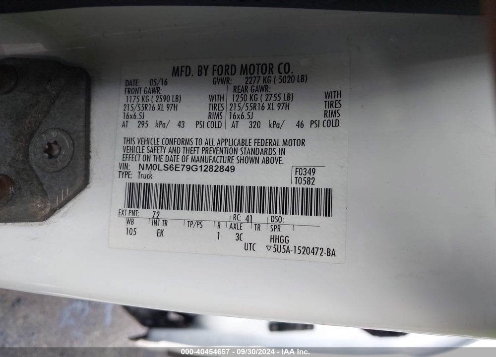 2016 FORD TRANSIT CONNECT XL VIN: NM0LS6E79G1282849