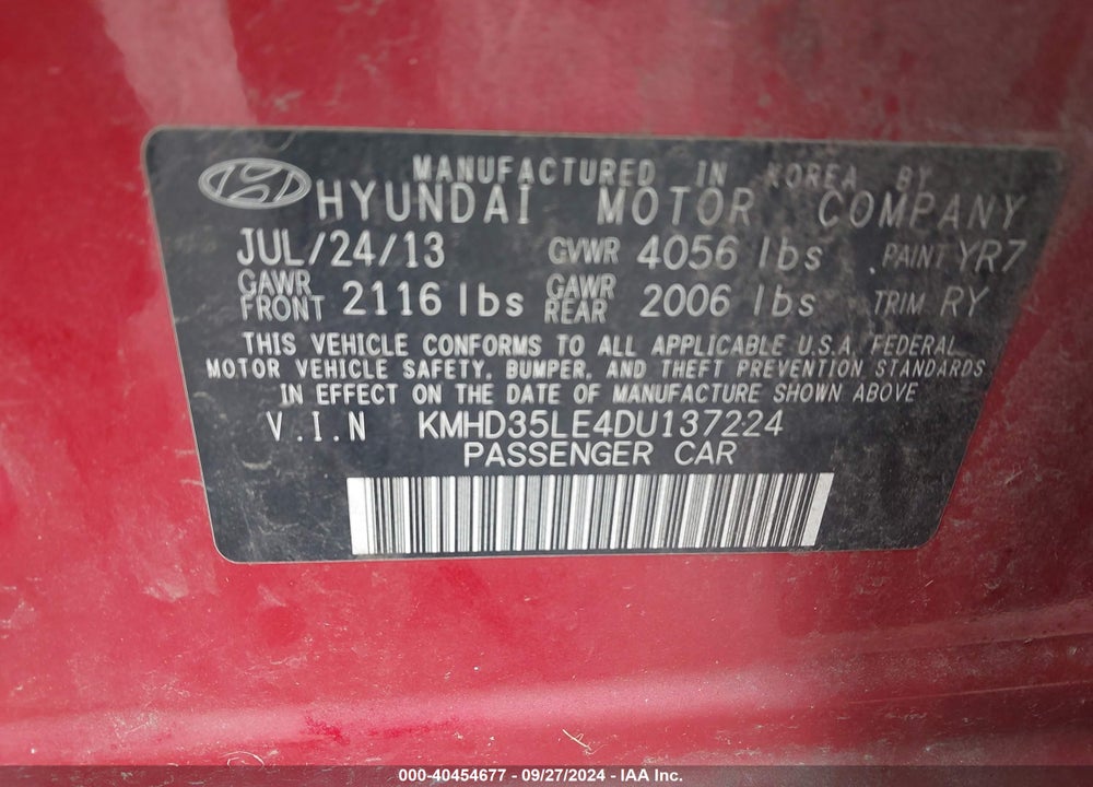 2013 HYUNDAI ELANTRA GT VIN: KMHD35LE4DU137224