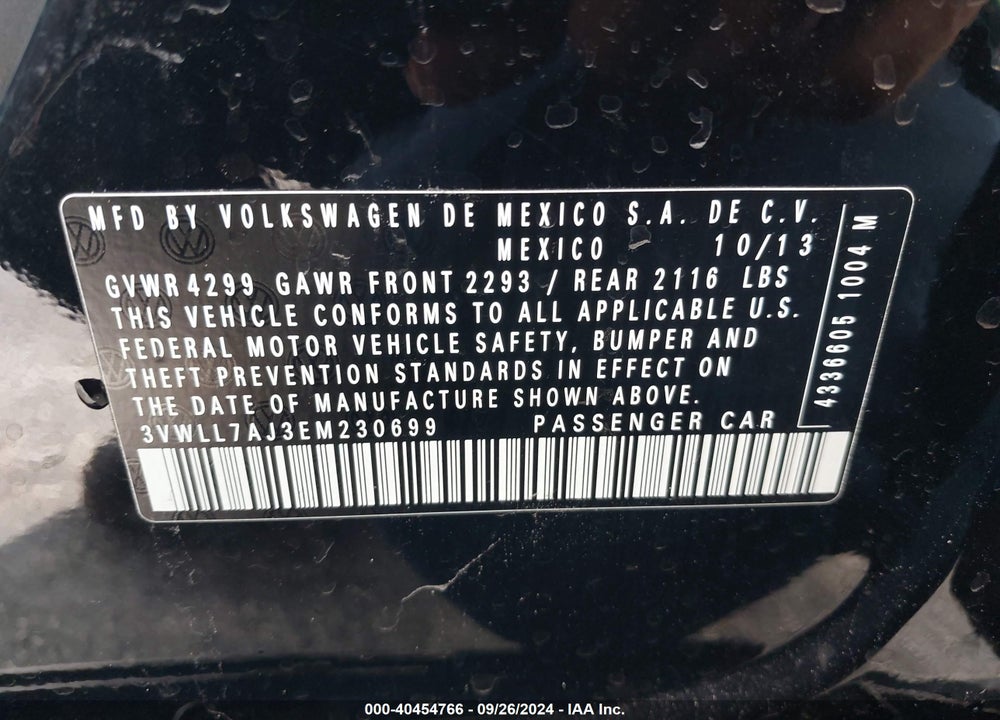 2014 VOLKSWAGEN JETTA 2.0L TDI VIN: 3VWLL7AJ3EM230699